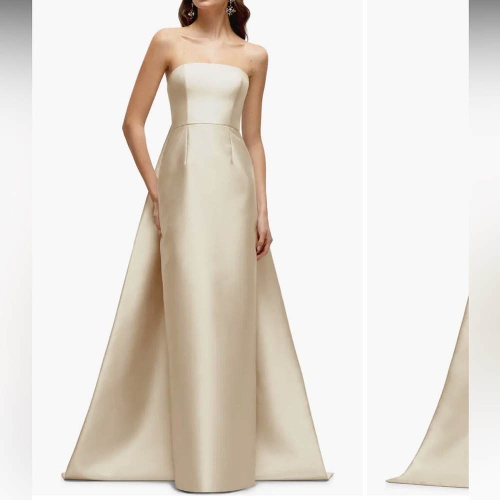 Elegant Cream Strapless Evening Gown- Alfred Sung D876